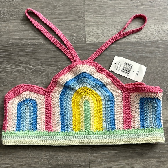 Casablanca gradient crochet arc knit halter in pastel